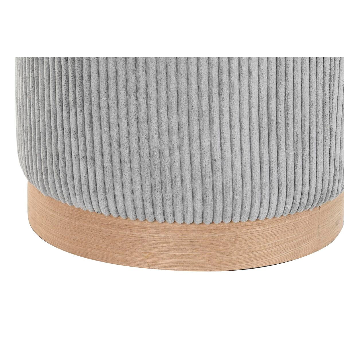 Footrest DKD Home Decor Grey Polyester Light brown Pinewood Corduroy - CozyCushions Co.