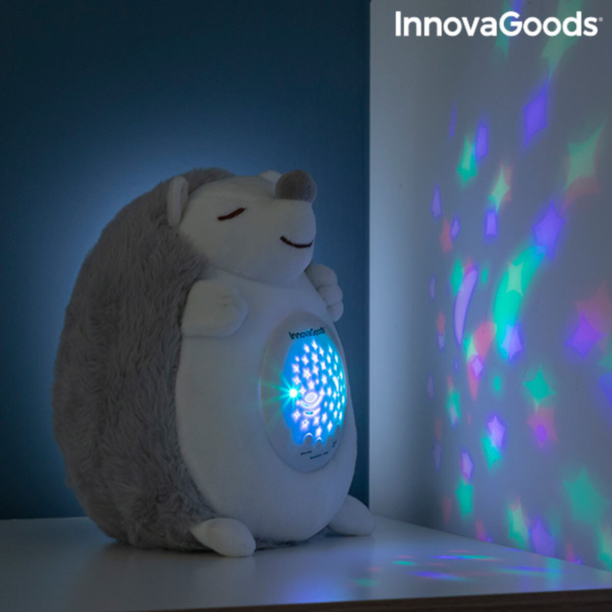 Hedgehog Soft Toy with White Noise and Nightlight Projector Spikey - CozyCushions Co.