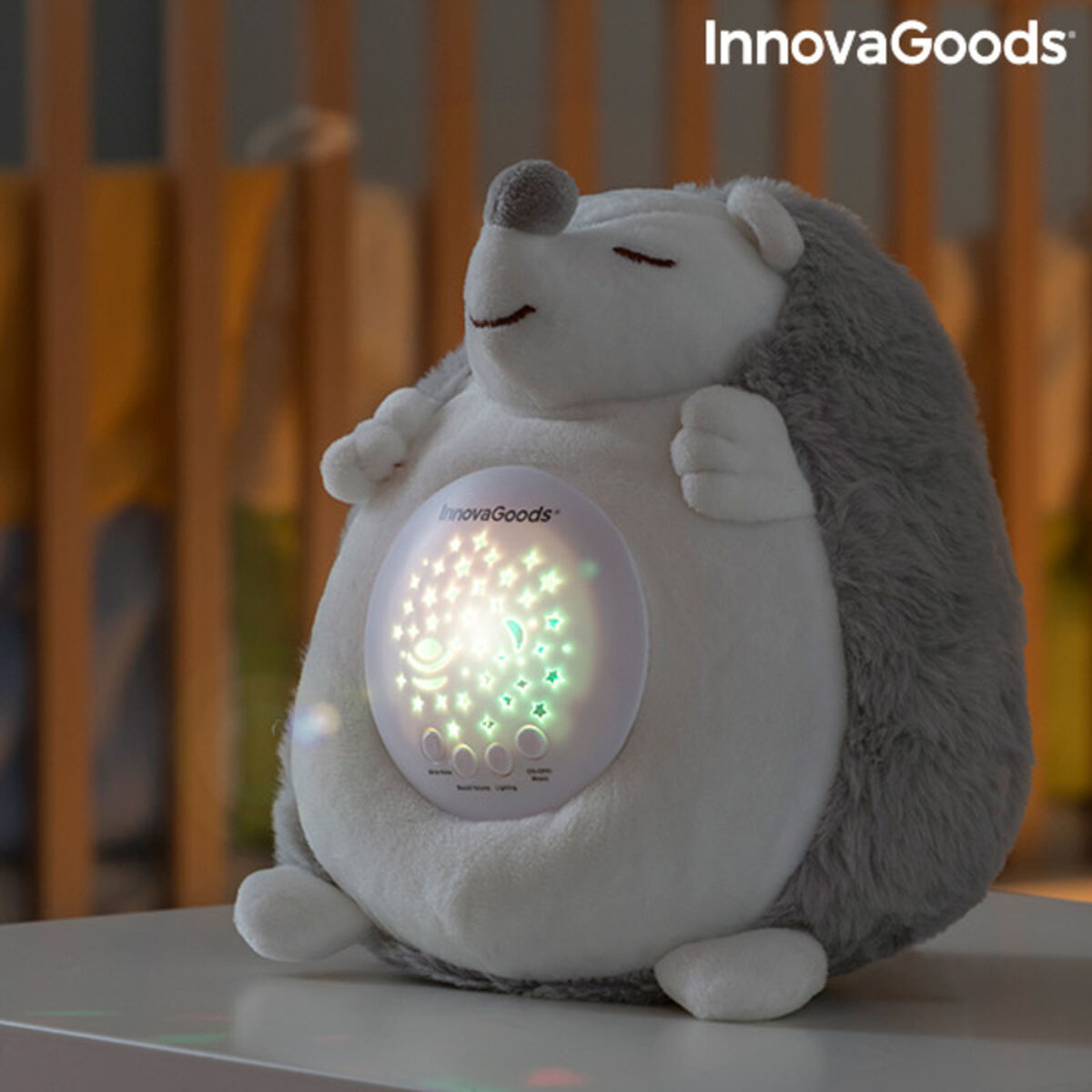 Hedgehog Soft Toy with White Noise and Nightlight Projector Spikey - CozyCushions Co.