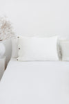 White linen pillowcase with coconut buttons - CozyCushions Co.