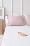 Pale Pink linen pillowcase with ties - CozyCushions Co.