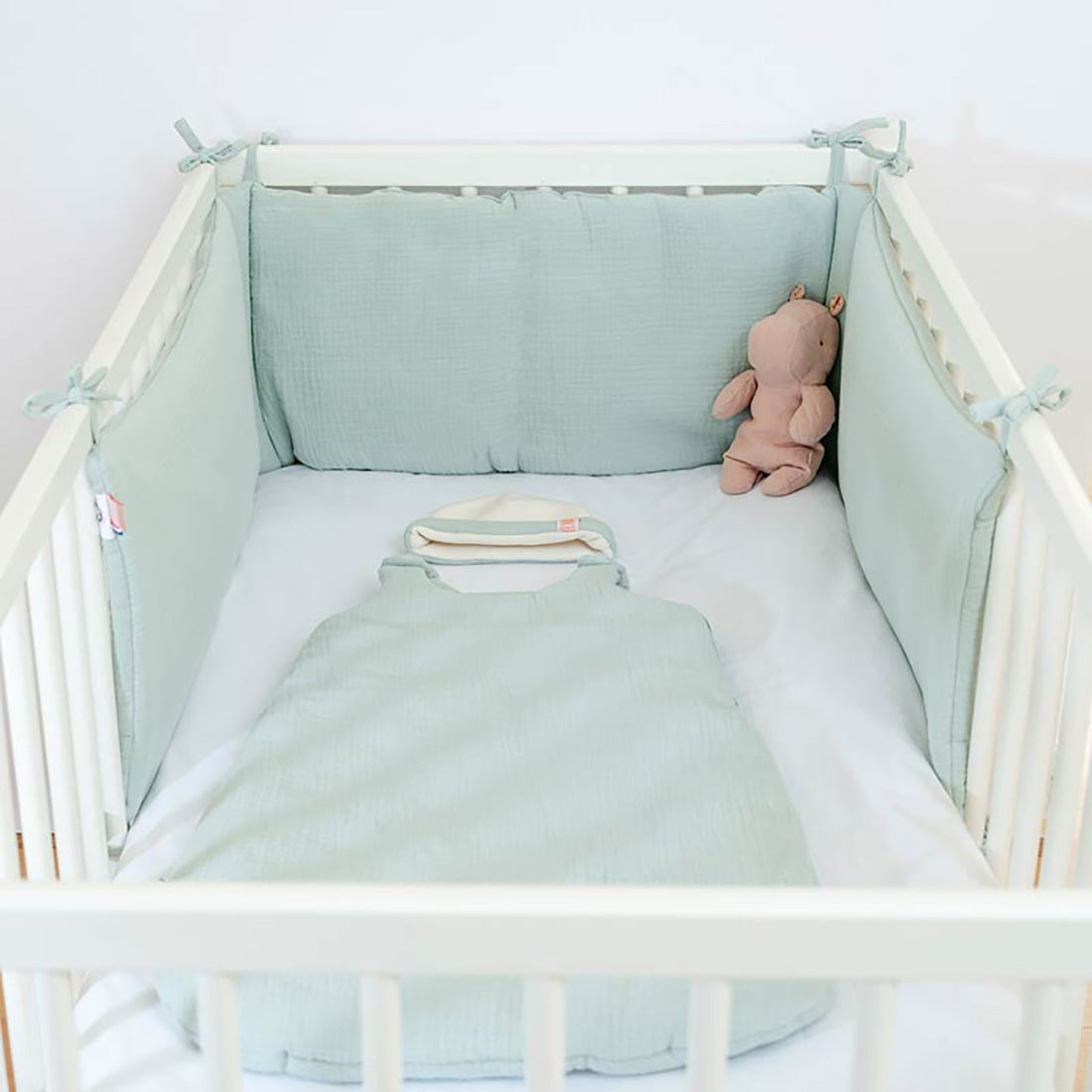 Organic Cotton Cot Bumper - Green - CozyCushions Co.