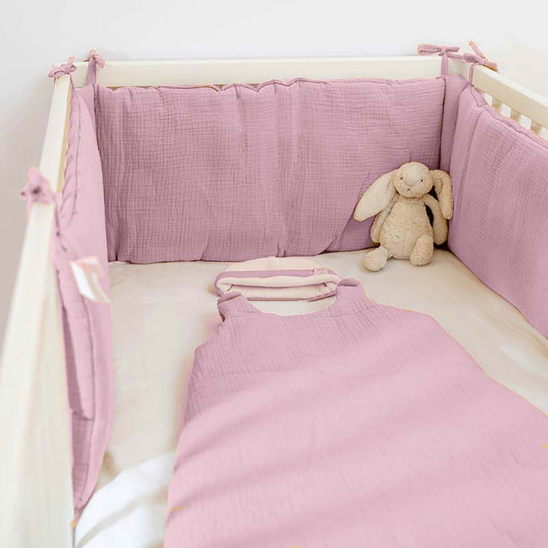 Organic Cotton Cot Bumper - Pink - CozyCushions Co.