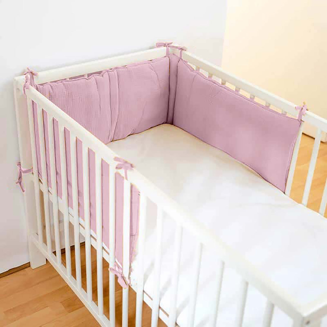 Organic Cotton Cot Bumper - Pink - CozyCushions Co.