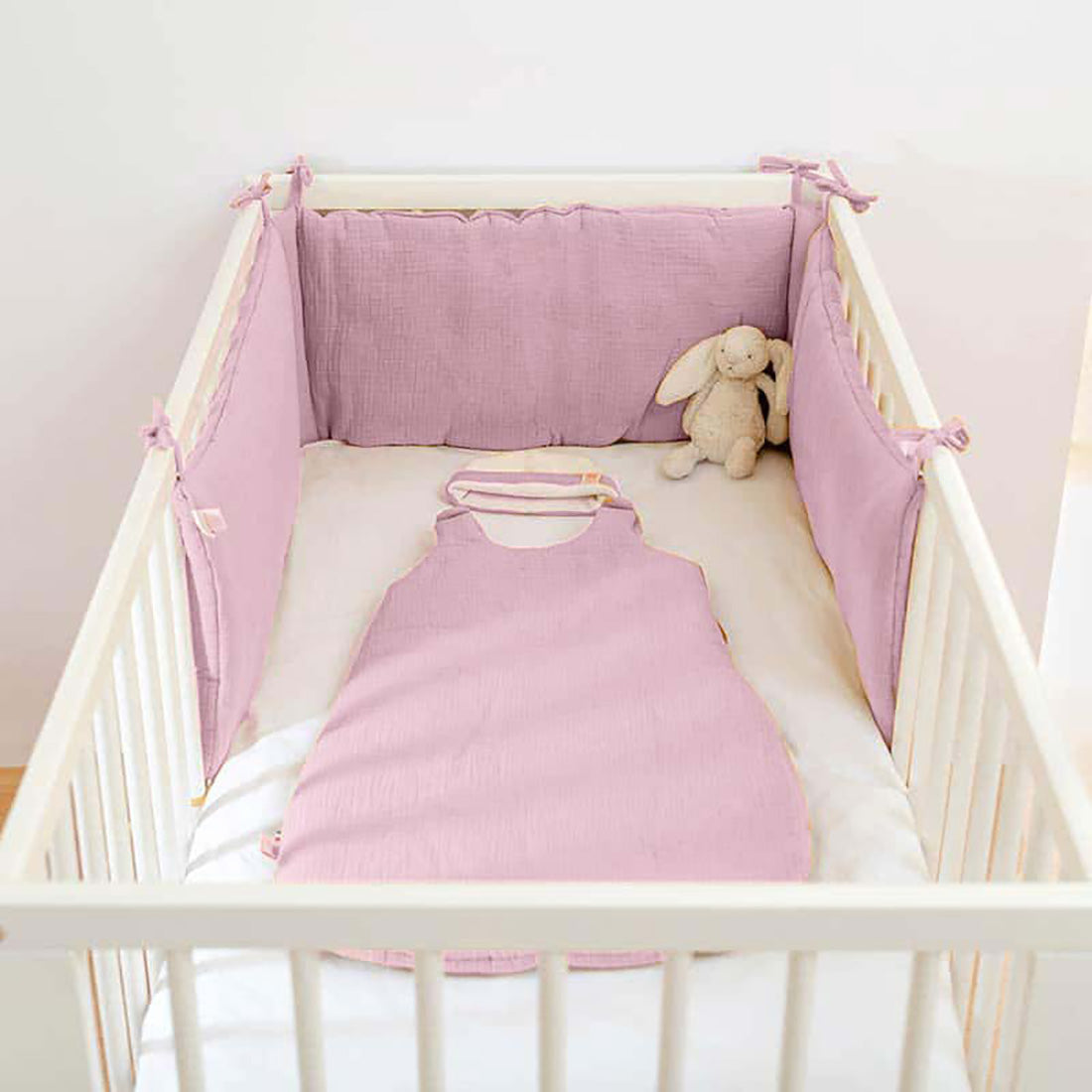 Organic Cotton Cot Bumper - Pink - CozyCushions Co.