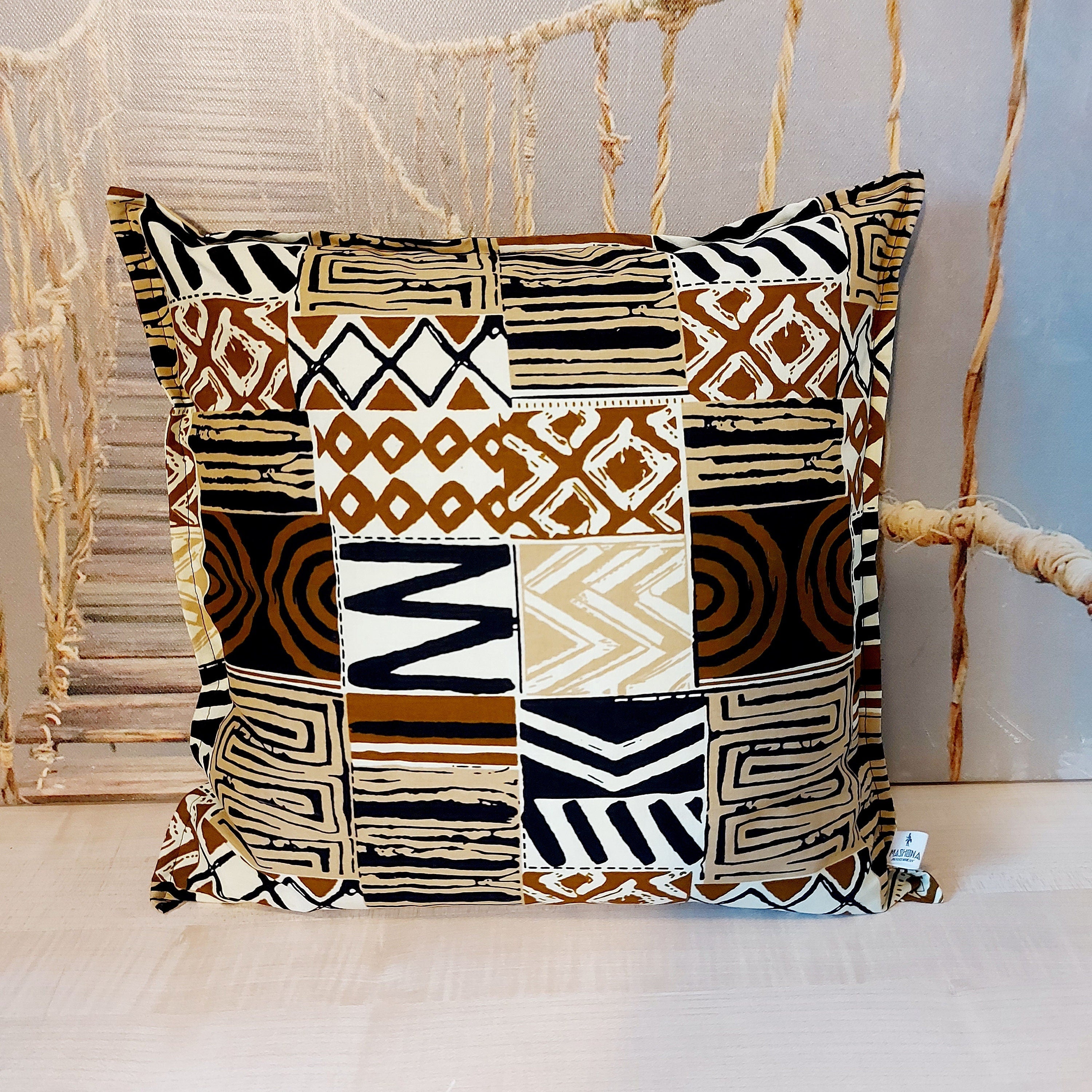 Set of 2 / 4 African Print | 40x40cm | Mudcloth Boho Cushion Cover - CozyCushions Co.